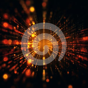 A Dynamic Visualization of Data Flow Representing Binary Code in a Vibrant Digital Landscape