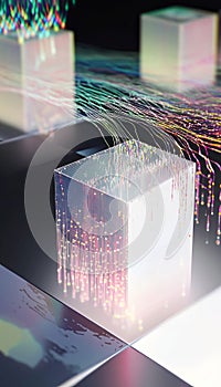 Dynamic visualization of data streams flowing through identical boxes in a digital environment