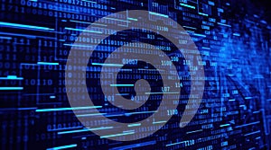 Abstract digital background with binary code and glowing blue lines. Perfect for technology, data, or futuristic concepts