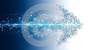 Global data connection network direction arrow.