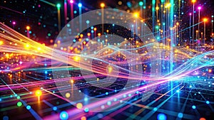 Dynamic Visualization of a Futuristic Digital Data Stream An 8K Abstract Representation of Binary Code Flow and Network