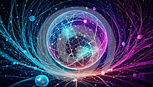 Vibrant representation of quantum computing in motion.IA generated