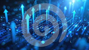 Dynamic Visualization of Rising Data Trends in a Digital Environment at Night. Generative AI