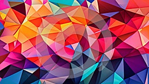 A dynamic, visually striking Video featuring a multitude of colorful triangles forming an abstract background, Colorful,