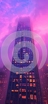 Neon Heights: Synthwave Skyscraper photo