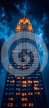 Neon Heights: Synthwave Skyscraper photo
