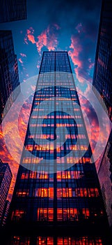 Neon Heights: Synthwave Skyscraper photo