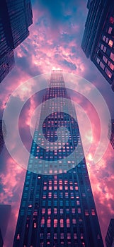 Neon Heights: Synthwave Skyscraper photo