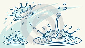 Dynamic Water Splash Effects, Refreshing Liquid Vector Art, vector design Generative AI