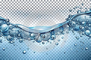 Dynamic Water Surface with Bubbles and Ripples on Transparent Background liquid wave