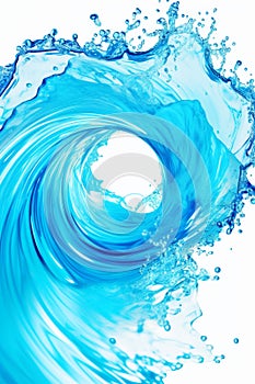 Dynamic water vortex splash isolated on clean white background for impactful visuals