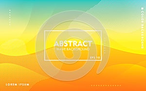 Dynamic wave background. Modern yellow and blue gradient color wavy abstract shape composition. Colorful fluid landing page