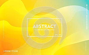 Dynamic wave background. Modern yellow and blue gradient color wavy abstract shape composition. Colorful fluid landing page