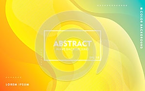 Dynamic wave background. Modern yellow and blue gradient color wavy abstract shape composition. Colorful fluid landing page