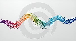 A dynamic wave-like structure composed of interconnected nodes and lines, creating a