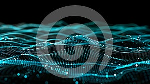 Dynamic Waveform Abstract Light Streaks In Turquoise And Black