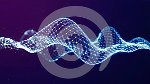 A dynamic, wavy mesh structure, predominantly in shades of blue and purple. photo
