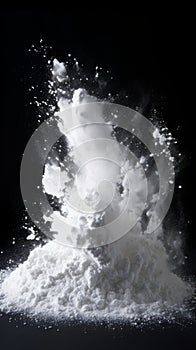 Dynamic White Powder Explosion. Generative AI