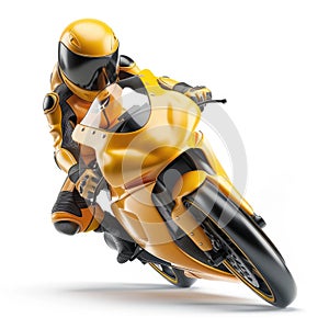 Dynamic Yellow Motorcycle Racer in Action