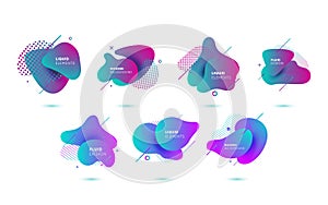 Dynamical colored graphic elements. Flowing liquid shapes.