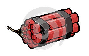 Dynamite or a bomb in comic book style. Tnt, cartoon vector illustration