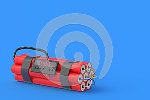 Dynamite bomb with digital timer in corner. Countdown and deadline. Copy space