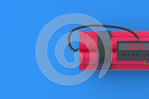 Dynamite bomb with digital timer. Countdown and deadline. Copy space