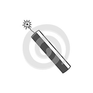 Dynamite bomb explosion icon with burning wick detonate.