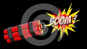 Dynamite explosion boom 2D cartoon animation on a alpha channel. MOV
