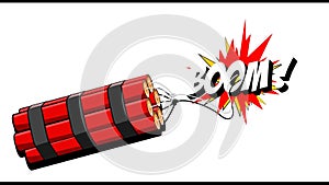 Dynamite explosion boom 2D cartoon animation on a background. MOV