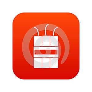 Dynamite explosives icon digital red
