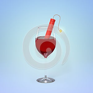 Dynamite fuse in a wine glass concept