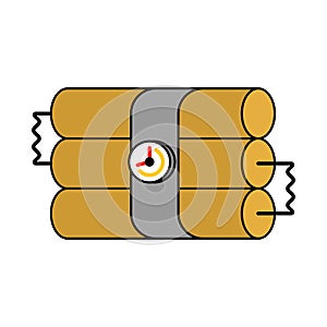 Dynamite sticks and clock. TNT explosives. Bomb vector illustration photo