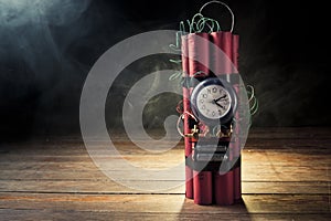 Dynamite time bomb on a black background