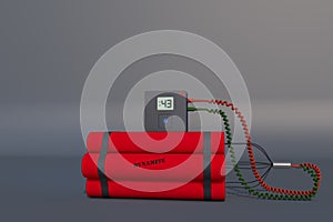 Dynamite time bomb/ Illustration 3D/Copy space