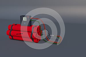 Dynamite time bomb/ Illustration 3D/Copy space