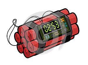 Dynamite time bomb. Retro pop art style. Cartoon comic vector illustration