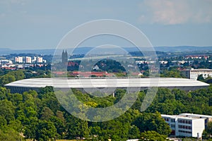 Dynamo stadium in the green park of Dresden, Germany photo