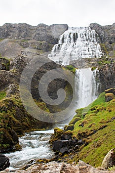 Dynjandi waterfall Iceland with drop