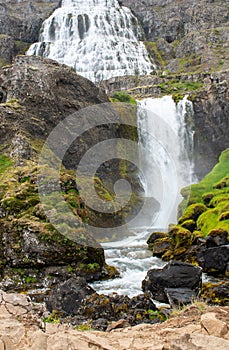 Dynjandi waterfall Iceland with small drop