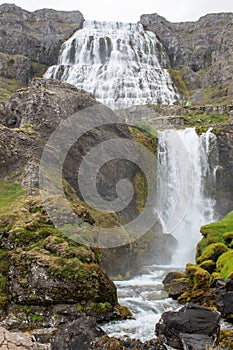 Dynjandi waterfall Iceland with smaller drop