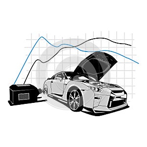 Dyno tuning performance illustration design.. Vector illustration with the image of an modern car design logos, posters, banners,