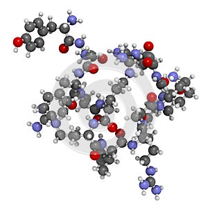 Dynorphin a endogenous opioid peptide molecule. 3D rendering. photo