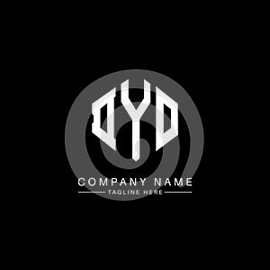 DYO letter logo design with polygon shape. DYO polygon and cube shape logo design. DYO hexagon vector logo template white and
