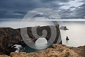 Dyrholaey Arch and Atlantic ocean, Dyrholaey, south Iceland