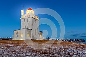 Dyrholaey lighthouse at dusk