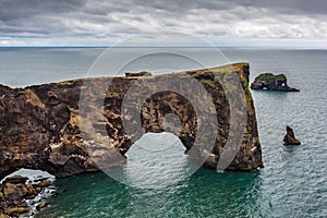 Dyrholaey rock on Vik beach