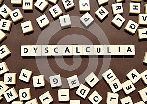 Dyscalculia letters brown background