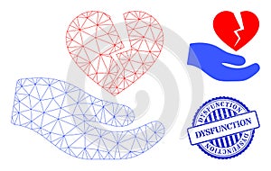 Dysfunction Distress Seal and Web Carcass Broken Heart Offer Hand Vector Icon