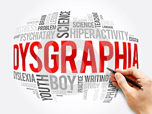 Dysgraphia word cloud collage, education concept